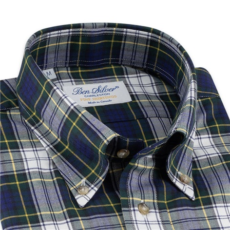 Green and Yellow Tartan Brushed Cotton Button Down