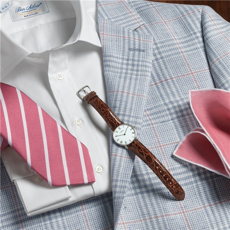 Grey and Cream Glen Plaid Sport Coat with Rose Windowpane