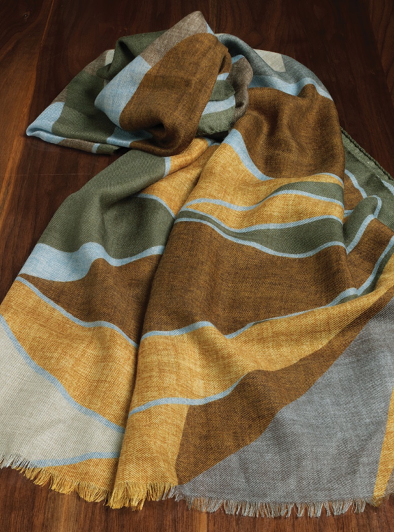 Wool, Cashmere, and Silk Geometric Scarf