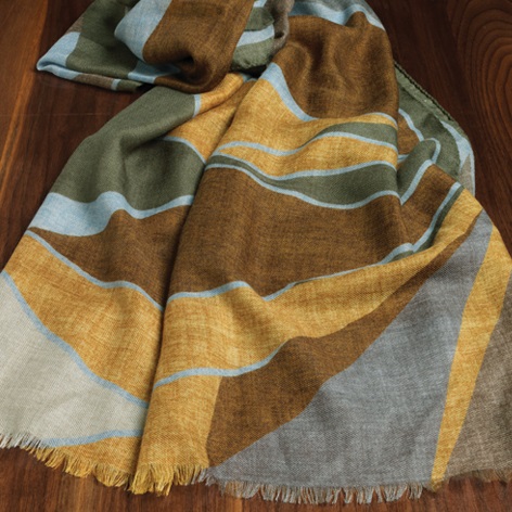 Wool, Cashmere, and Silk Geometric Scarf