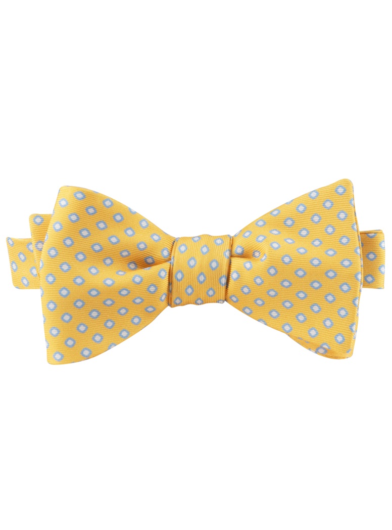 Printed Silk Bow Tie in Yellow