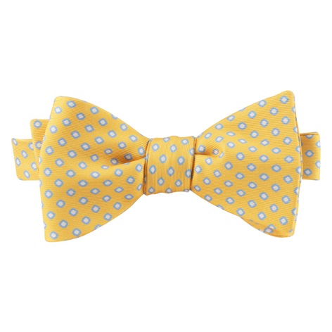 Printed Silk Bow Tie in Yellow