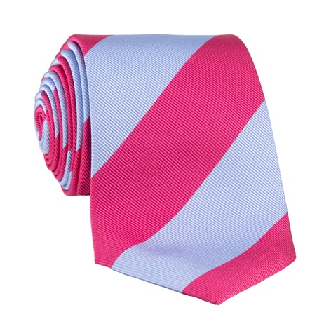 Silk Block Striped Tie in Fuchsia