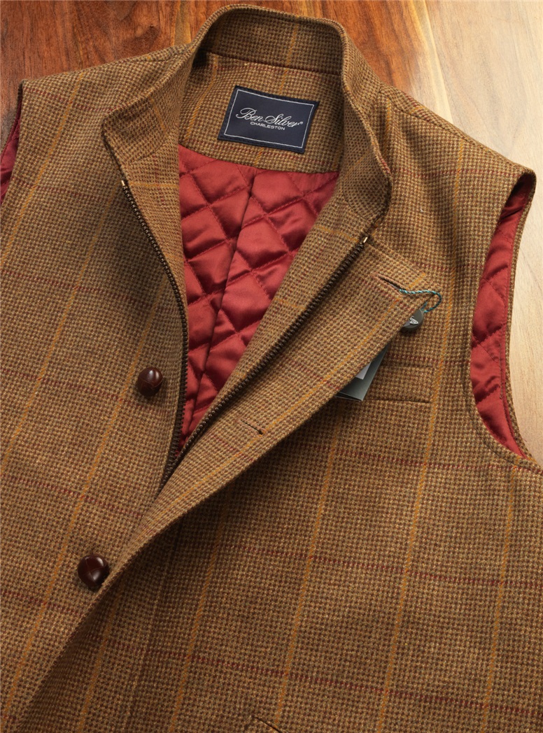 Wool Birdseye Vest in Nutmeg