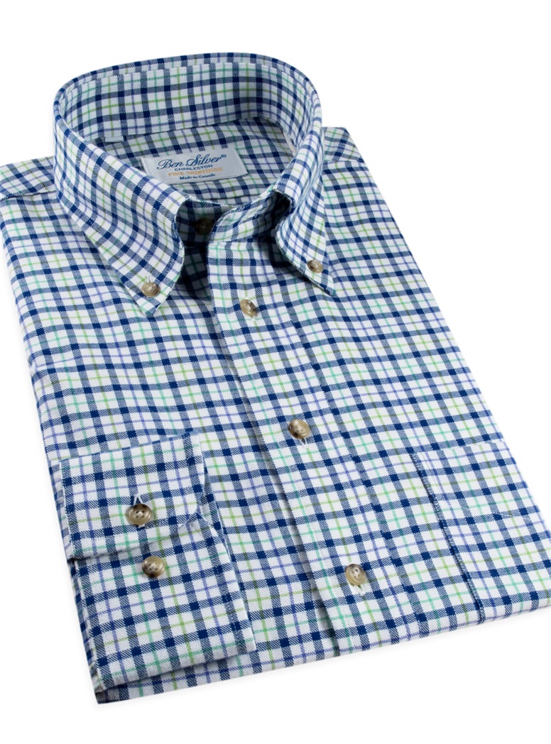 Brushed Cotton Plaid Button Down in Blue