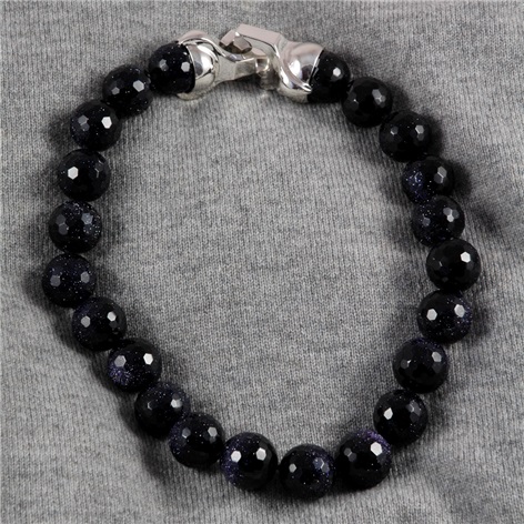 Faceted Navy Blue Gold Stone Necklace