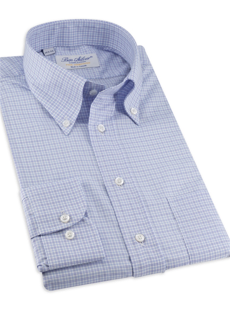 Navy and Sky Windowpane Button Down
