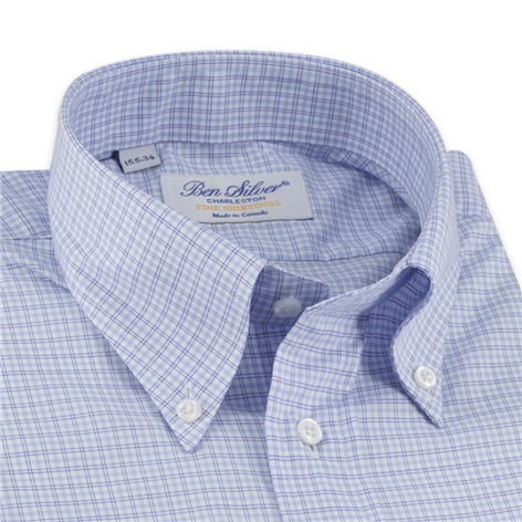 Navy and Sky Windowpane Button Down
