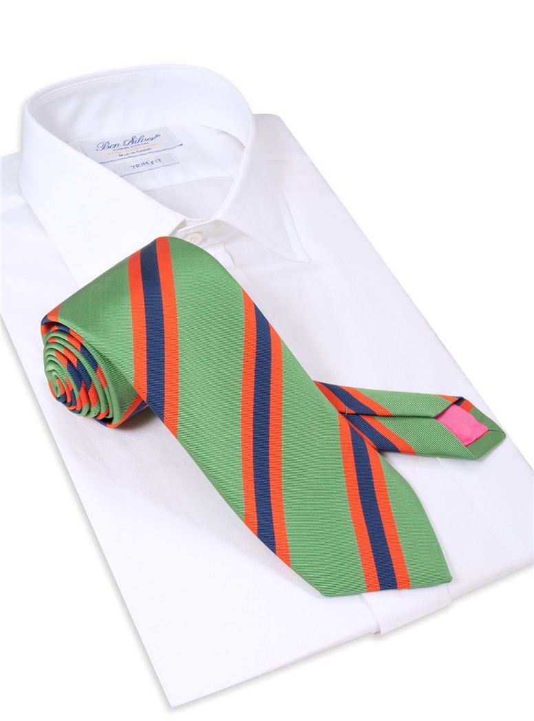 Silk Stripe Tie in Mint