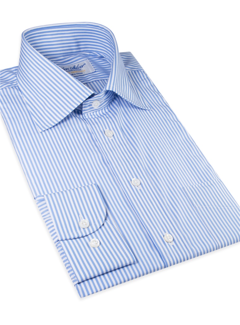 Blue Bengal Stripe Spread Collar