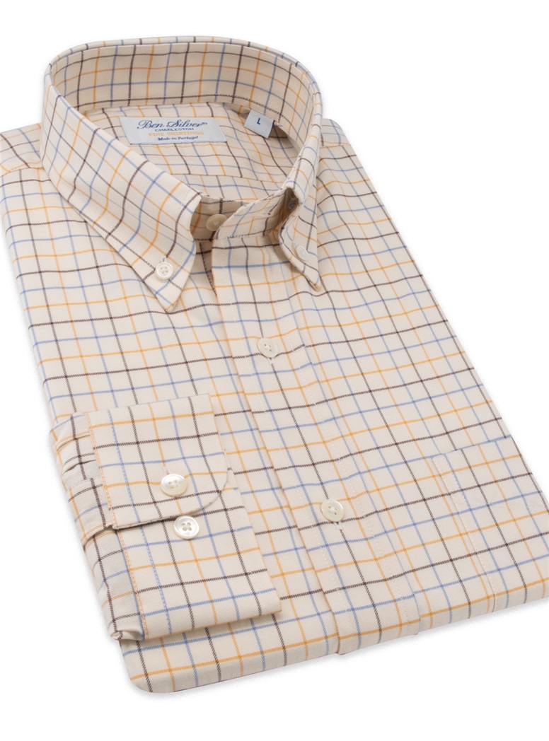 Brown, Gold, and Sky Tattersall Button Down