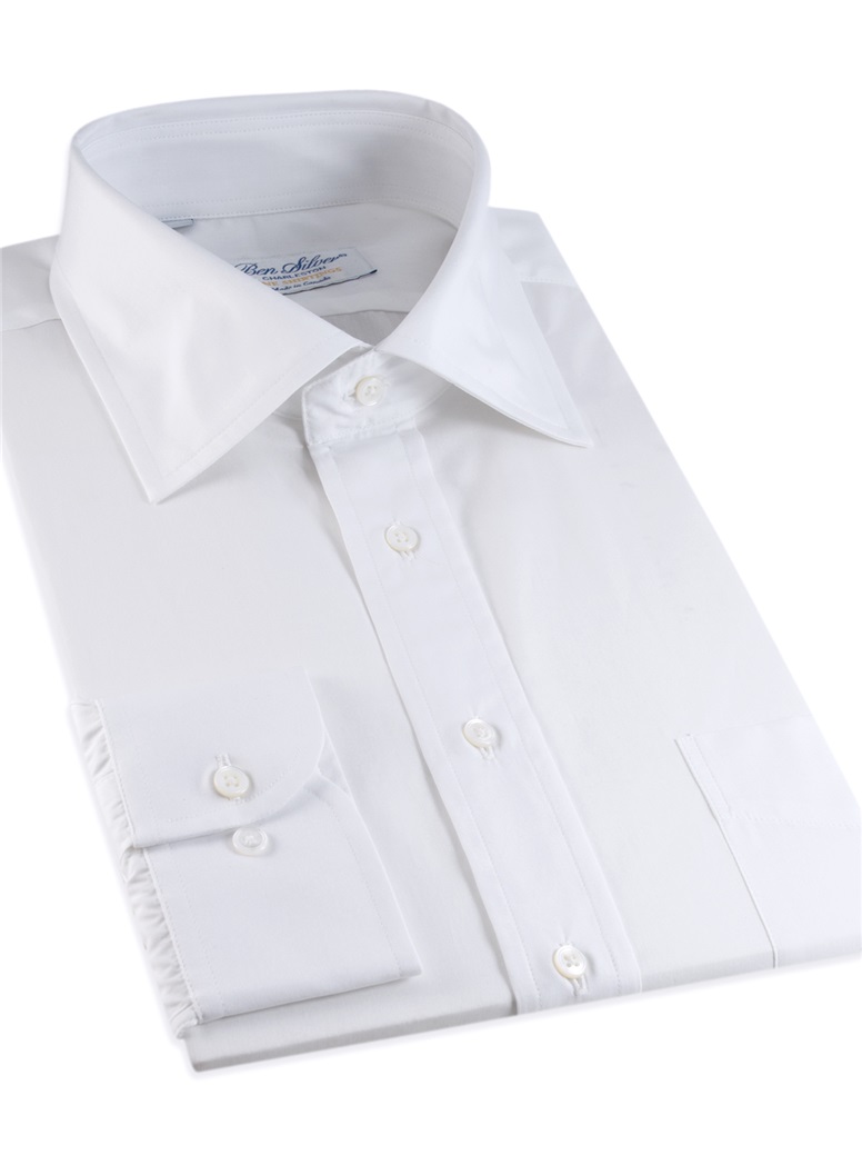 White Large Classic Collar Slim Fit Shirt in Egyptian Cotton