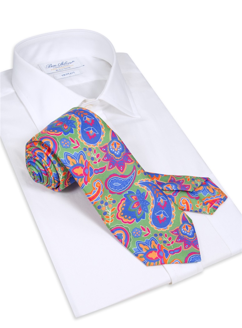 Floral Paisley Tie in Grass