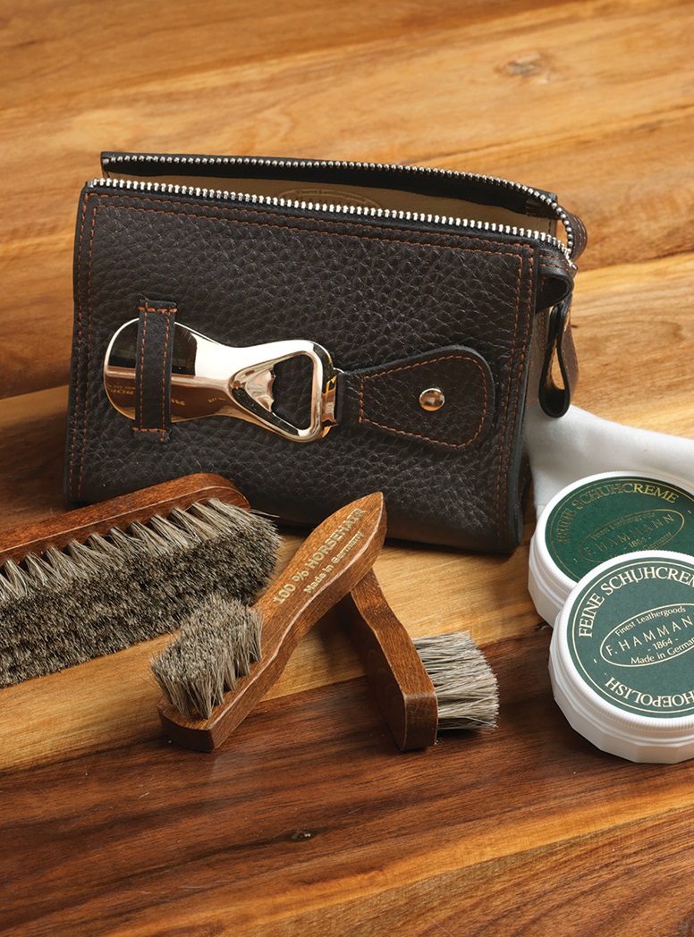 Lthr Travel Shoe Kit Dk Brn