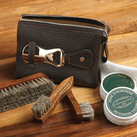 Lthr Travel Shoe Kit Dk Brn