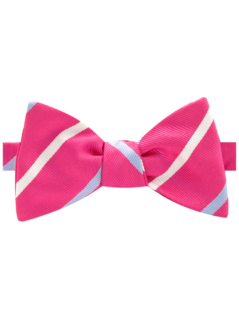 Silk Bar Striped Bow Tie in Azalea