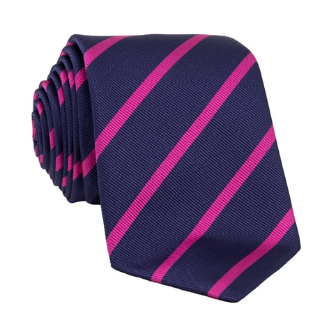 Silk Bar Striped Tie in Deep Pink