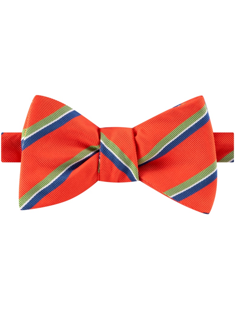 Silk Striped Bow Tie in Tangerine