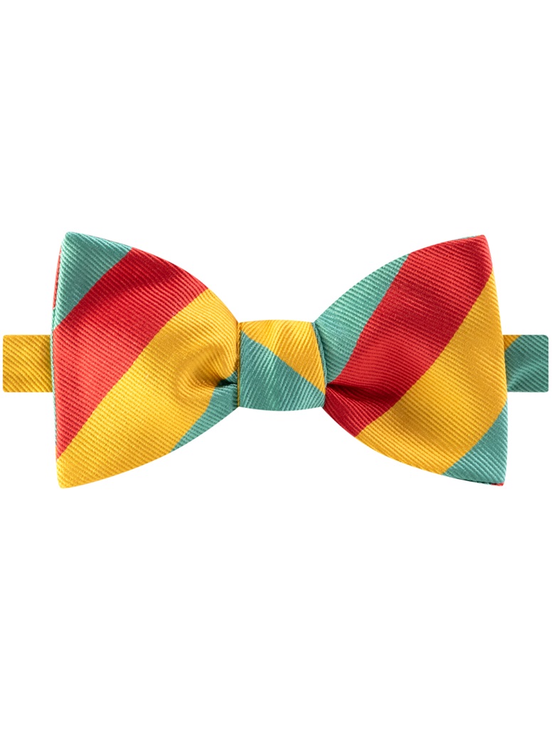 Silk Block Striped Bow Tie in Brick and Marigold