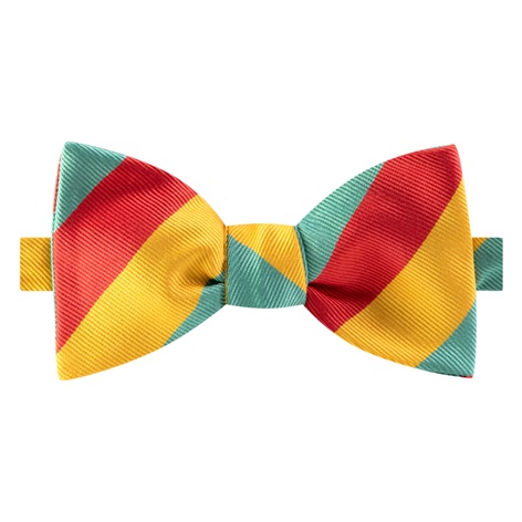 Silk Block Striped Bow Tie in Brick and Marigold