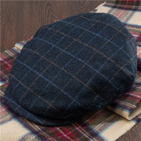 Wool Hemsley Windowpane Cap in Navy