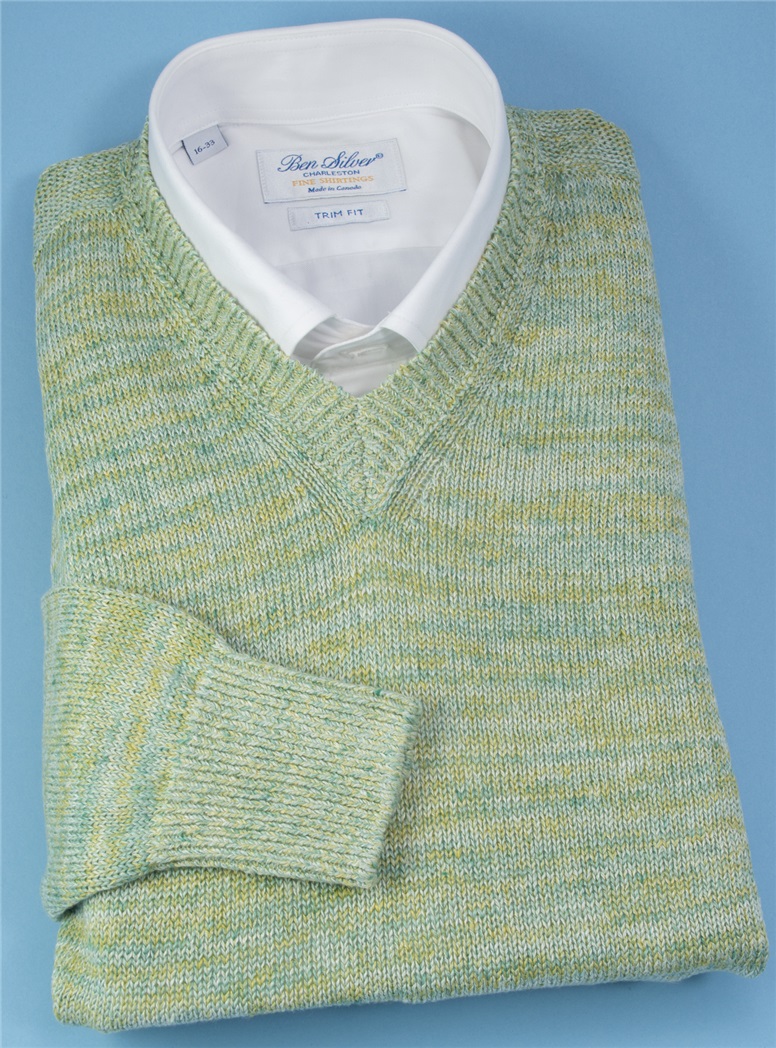 Linen Melange V-neck Sweaters