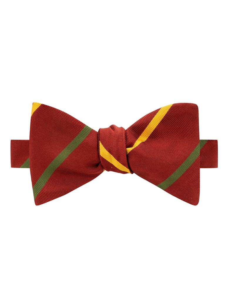 Mogador Double Bar Striped Bow Tie in Ruby