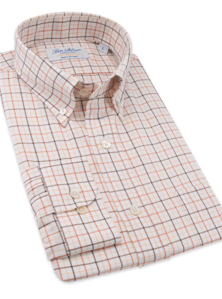 Rust, Brown, and Gold Check Button Down