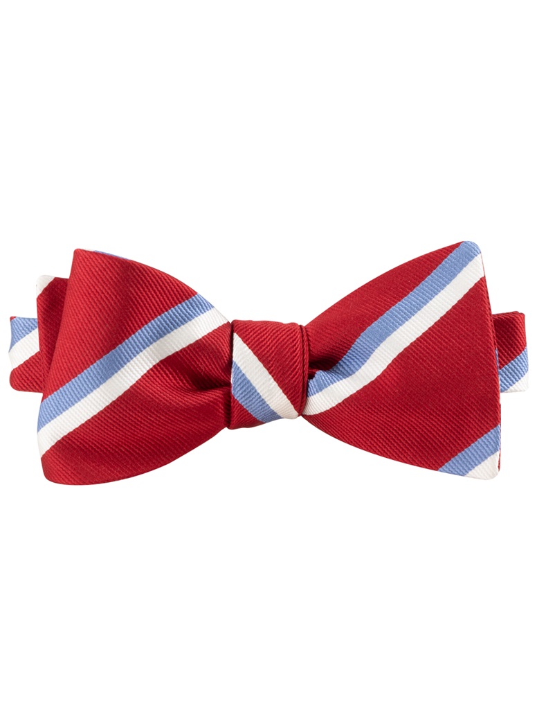 Silk Double Striped Bow Tie in Fire
