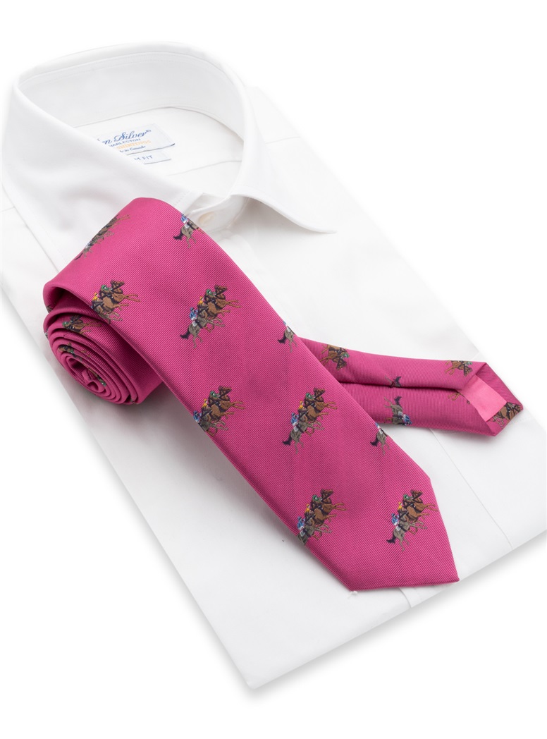 Silk Woven Equestrian Tie in Geranium