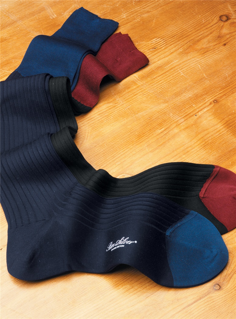 Wool Ribbed Two-Toned Socks