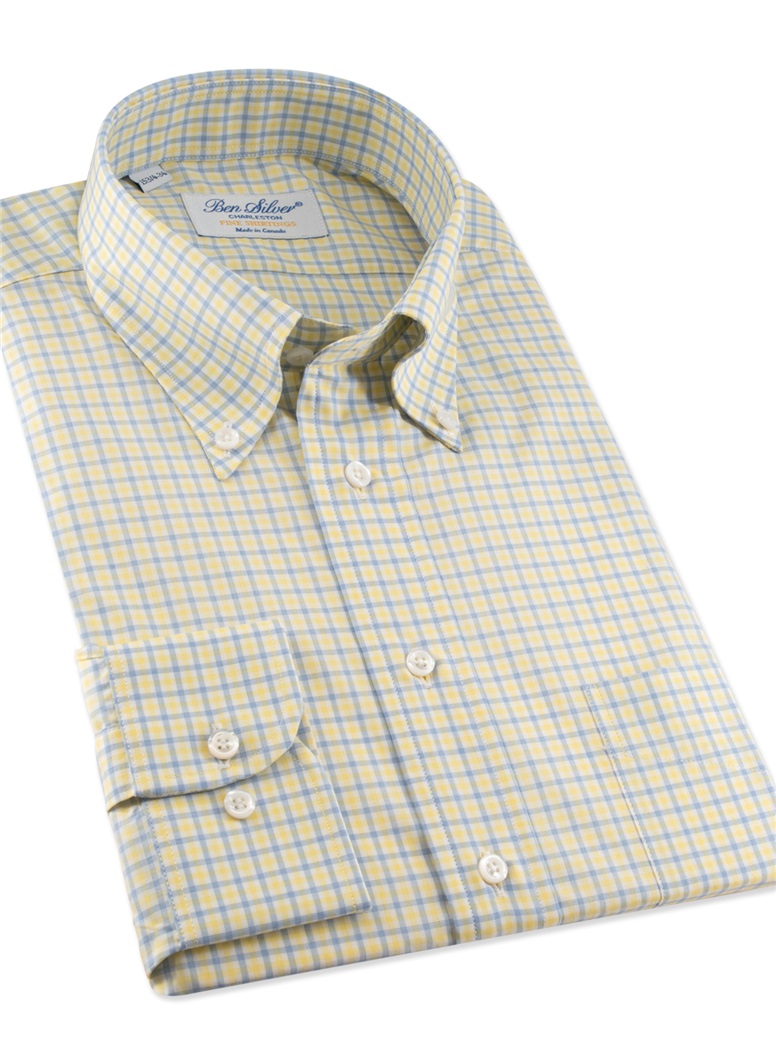 Yellow and Blue Check Button Down