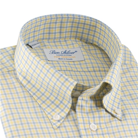 Yellow and Blue Check Button Down