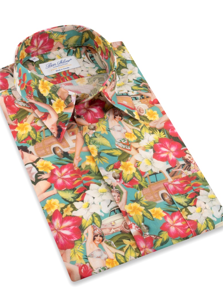 Hawaiian Flowers and Cars Shirt