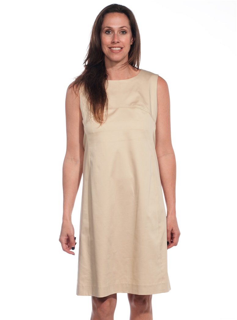 Ladies Poplin Shift Dress in Almond