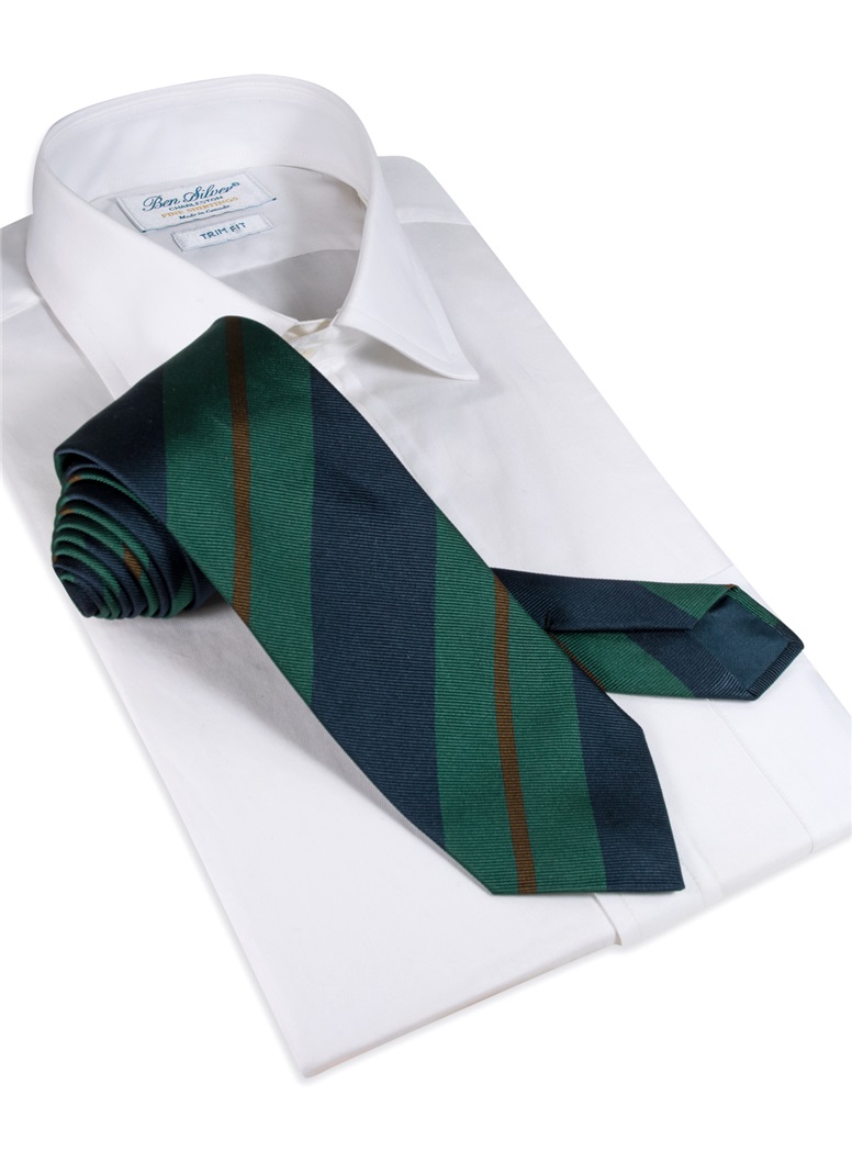 Silk Multi-Stripe Tie in Forest