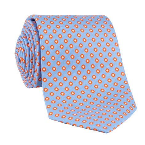 Printed Silk Tie in Powder Blue