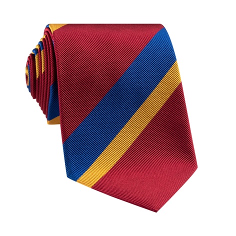 Silk Double Stripe Tie in Ruby