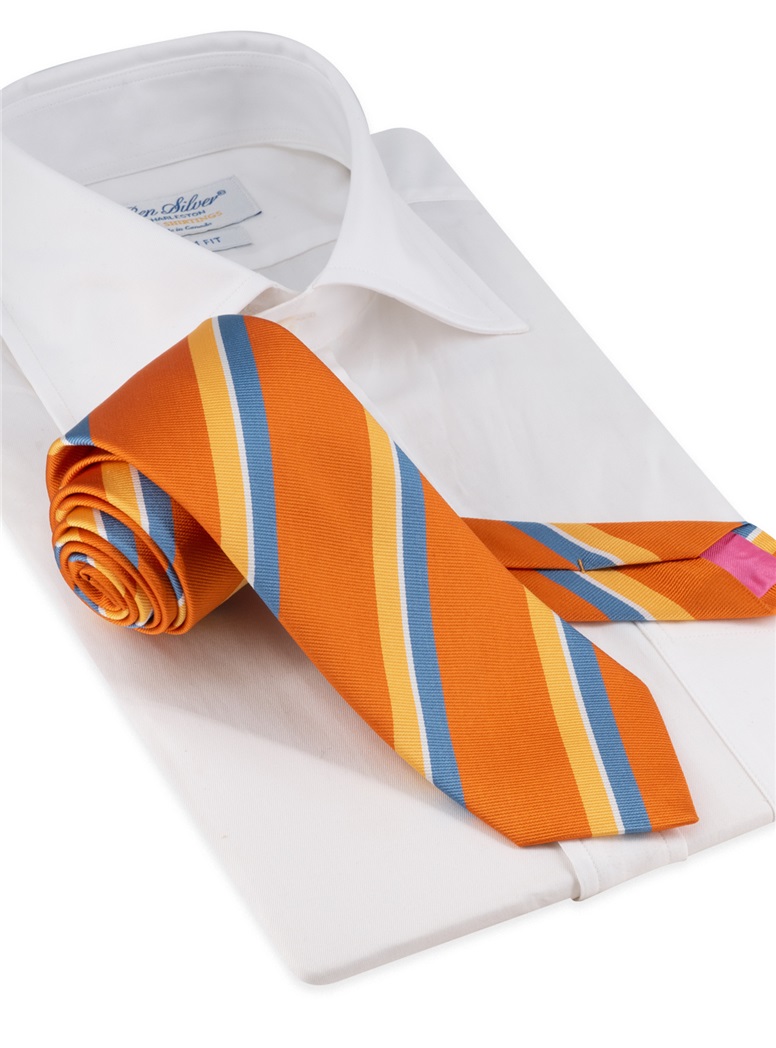 Silk Striped Tie in Copper