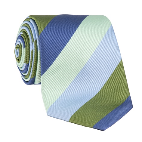 Silk Block Striped Tie in Mint
