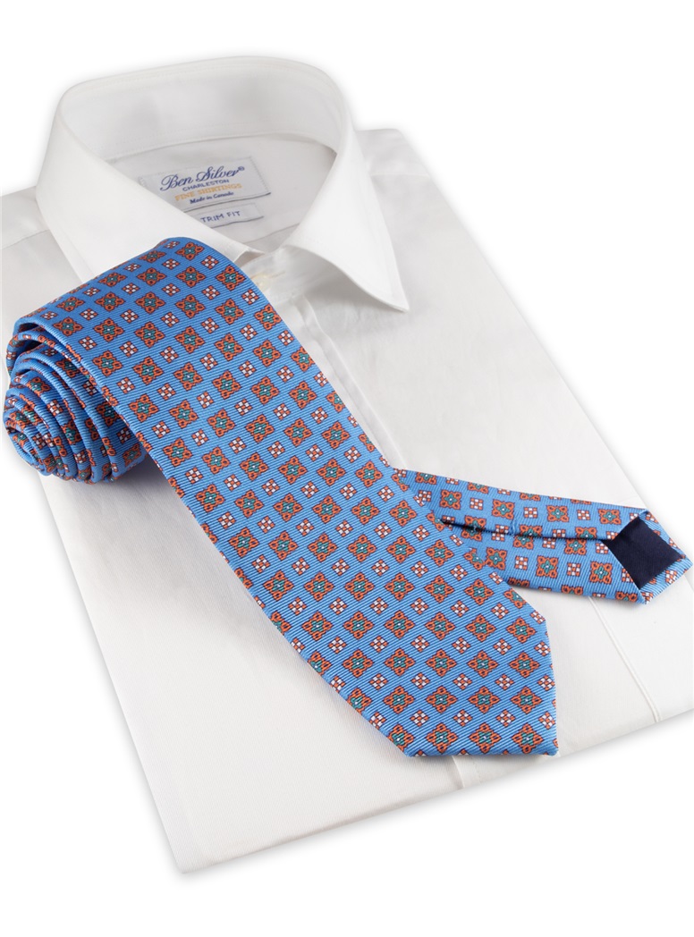 Silk Neat Printed Tie in Cornflower