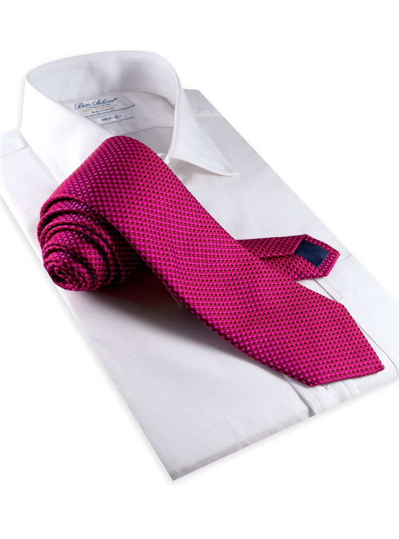 Red Tie in Basket Weave Silk Red