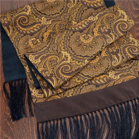 Silk Printed Paisley Scarf in Chocolate