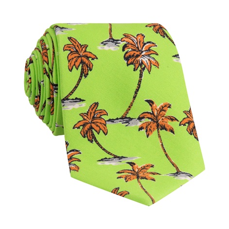 Silk Printed Palm Tree Tie in Lime