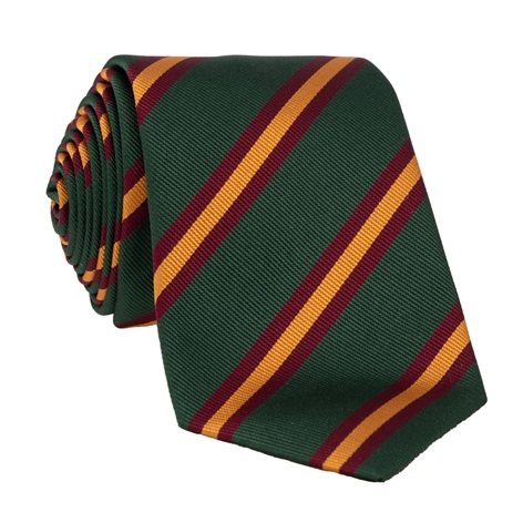 Silk Striped Tie in Hunter Green with Gold