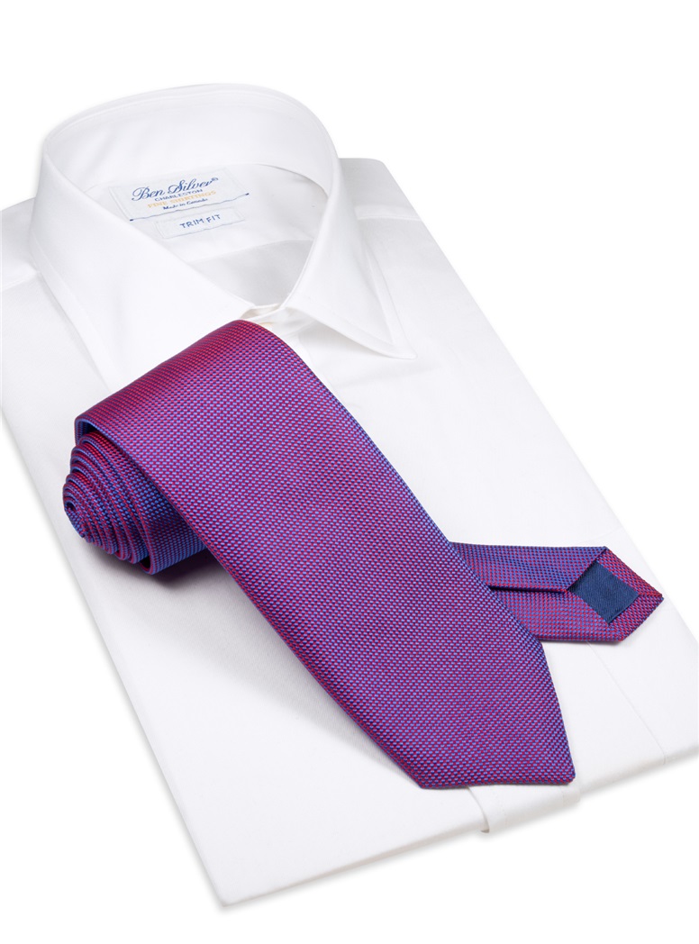 Silk Basketweave Tie in Fuchsia