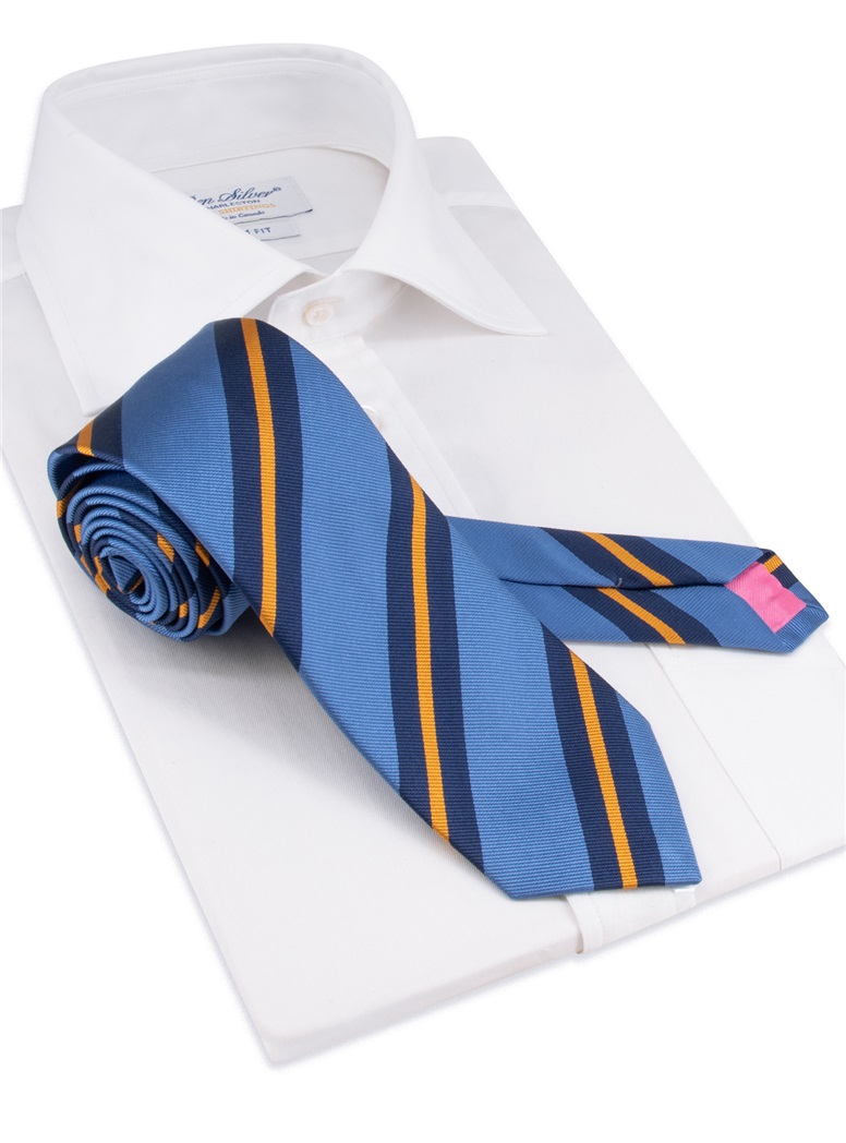 Silk Striped Tie in Sky