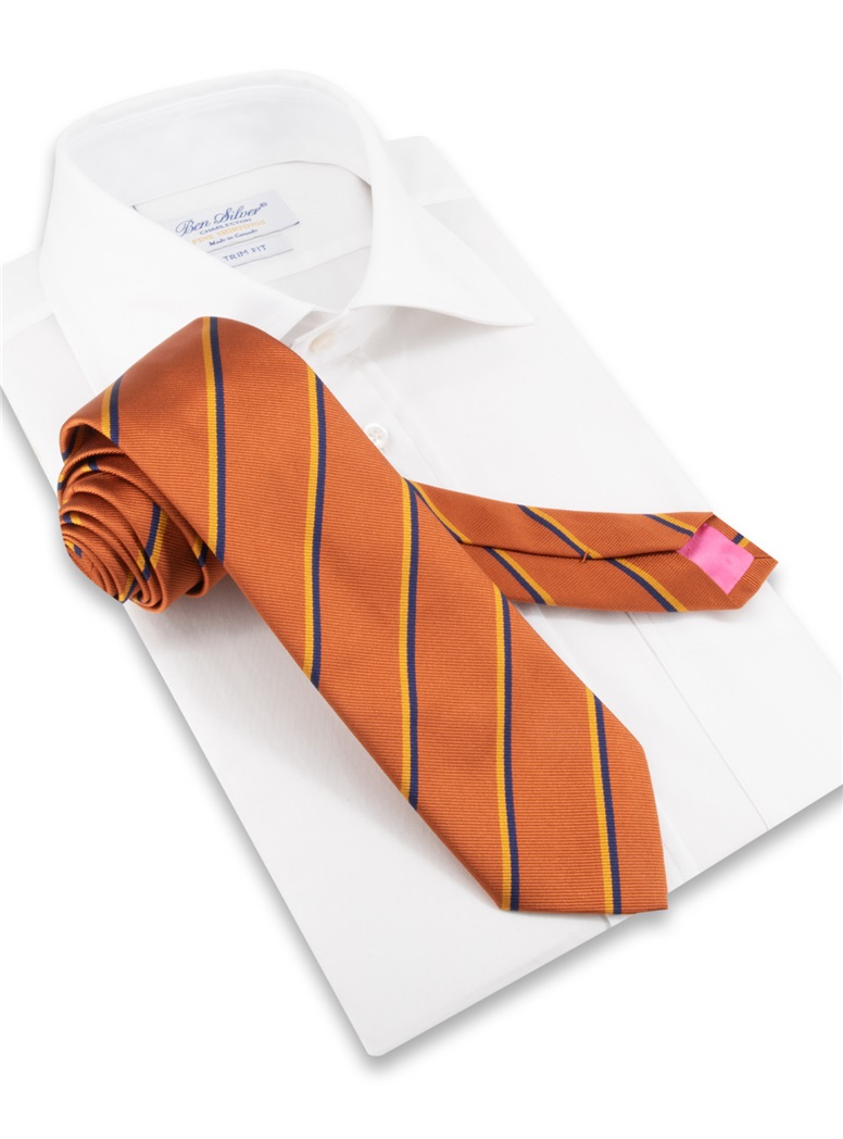 Silk Double Striped Tie in Copper