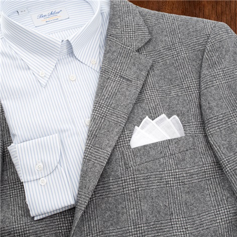 White and Grey Prince of Wales Plaid Sport Coat
