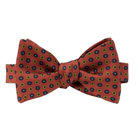 Neat Print Madder Bow Tie in Brick